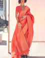 Preferable Red Kanjivaram Silk Saree With Glorious Blouse Piece