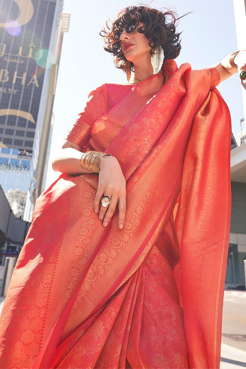 Load image into Gallery viewer, Preferable Red Kanjivaram Silk Saree With Glorious Blouse Piece
