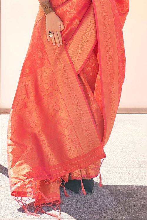 Load image into Gallery viewer, Preferable Red Kanjivaram Silk Saree With Glorious Blouse Piece
