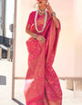 Evanescent Dark Pink Kanjivaram Silk Saree With Lagniappe Blouse Piece