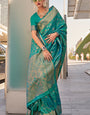 Redolent Rama Kanjivaram Silk Saree With Serendipity Blouse Piece