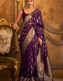 Amazing Purple Soft Banarasi Silk Saree With Staring Blouse Piece