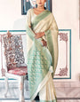 Classy Pista Kanjivaram Silk Saree With Resplendent Blouse Piece