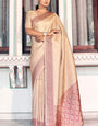 Lovely Beige Kanjivaram Silk Saree With Quixotic Blouse Piece