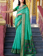 Palimpsest Turquoise Patola Silk Saree with Nemesis Blouse Piece