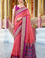 Evanescent Pink Patola Silk Saree with Desultory Blouse Piece