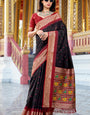 Lassitude Black Patola Silk Saree with Propinquity Blouse Piece