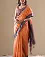 Marvellous Orange Cotton Silk Saree With Amazing Blouse Piece