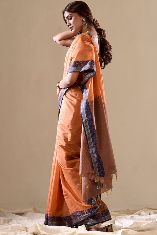 Load image into Gallery viewer, Marvellous Orange Cotton Silk Saree With Amazing Blouse Piece
