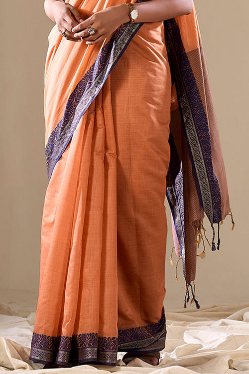 Load image into Gallery viewer, Marvellous Orange Cotton Silk Saree With Amazing Blouse Piece
