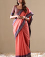 Classy Peach Cotton Silk Saree With Pretty Blouse Piece