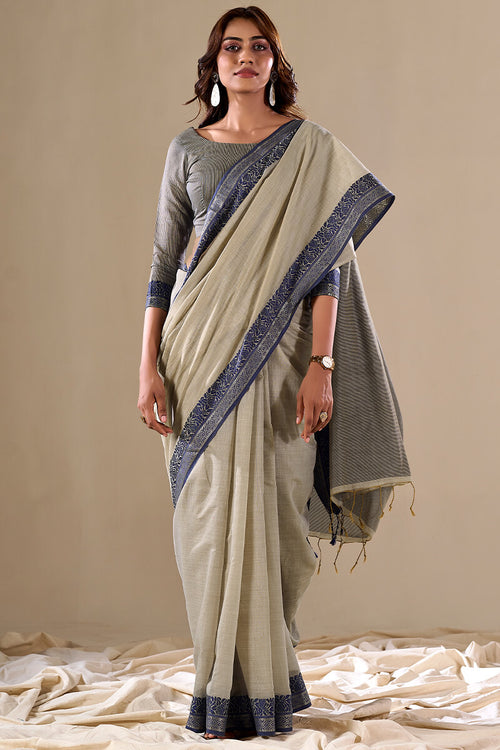 Load image into Gallery viewer, Extraordinary Grey Cotton Silk Saree With Lovely Blouse Piece
