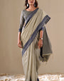 Extraordinary Grey Cotton Silk Saree With Lovely Blouse Piece