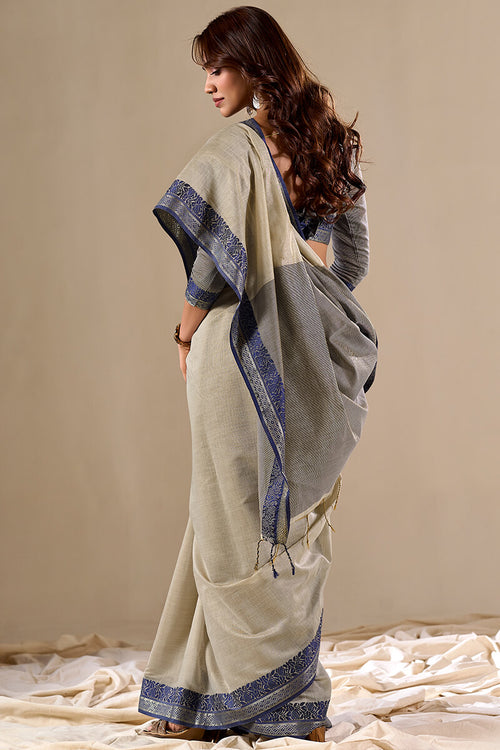 Load image into Gallery viewer, Extraordinary Grey Cotton Silk Saree With Lovely Blouse Piece
