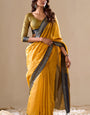 Energetic Yellow Cotton Silk Saree With Attractive Blouse Piece