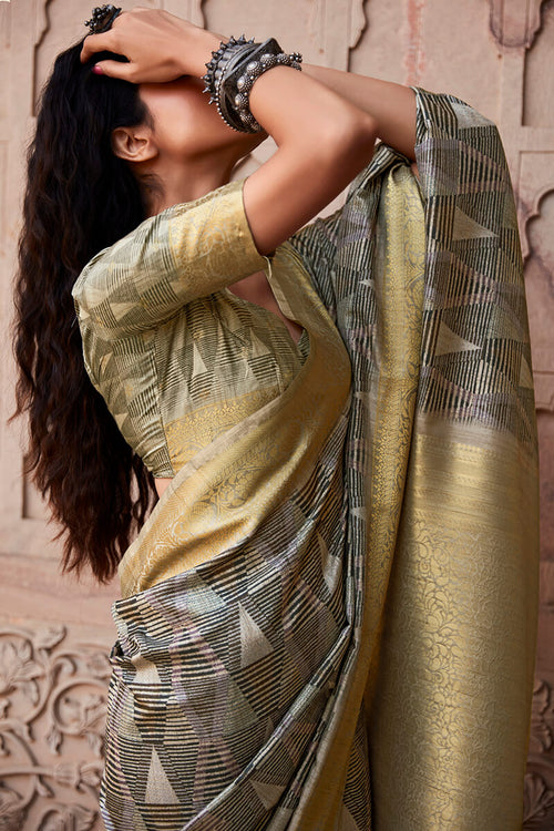 Load image into Gallery viewer, Gorgeous Grey Digital Printed Soft Silk Saree With Vibrant Blouse Piece
