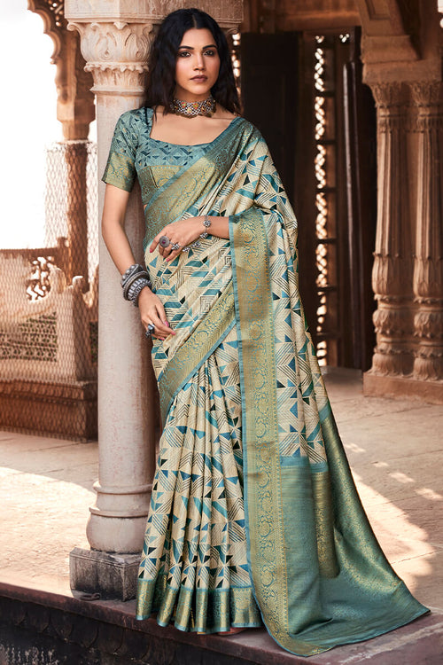 Load image into Gallery viewer, Majesty Grey Digital Printed Soft Silk Saree With Zephyr Blouse Piece
