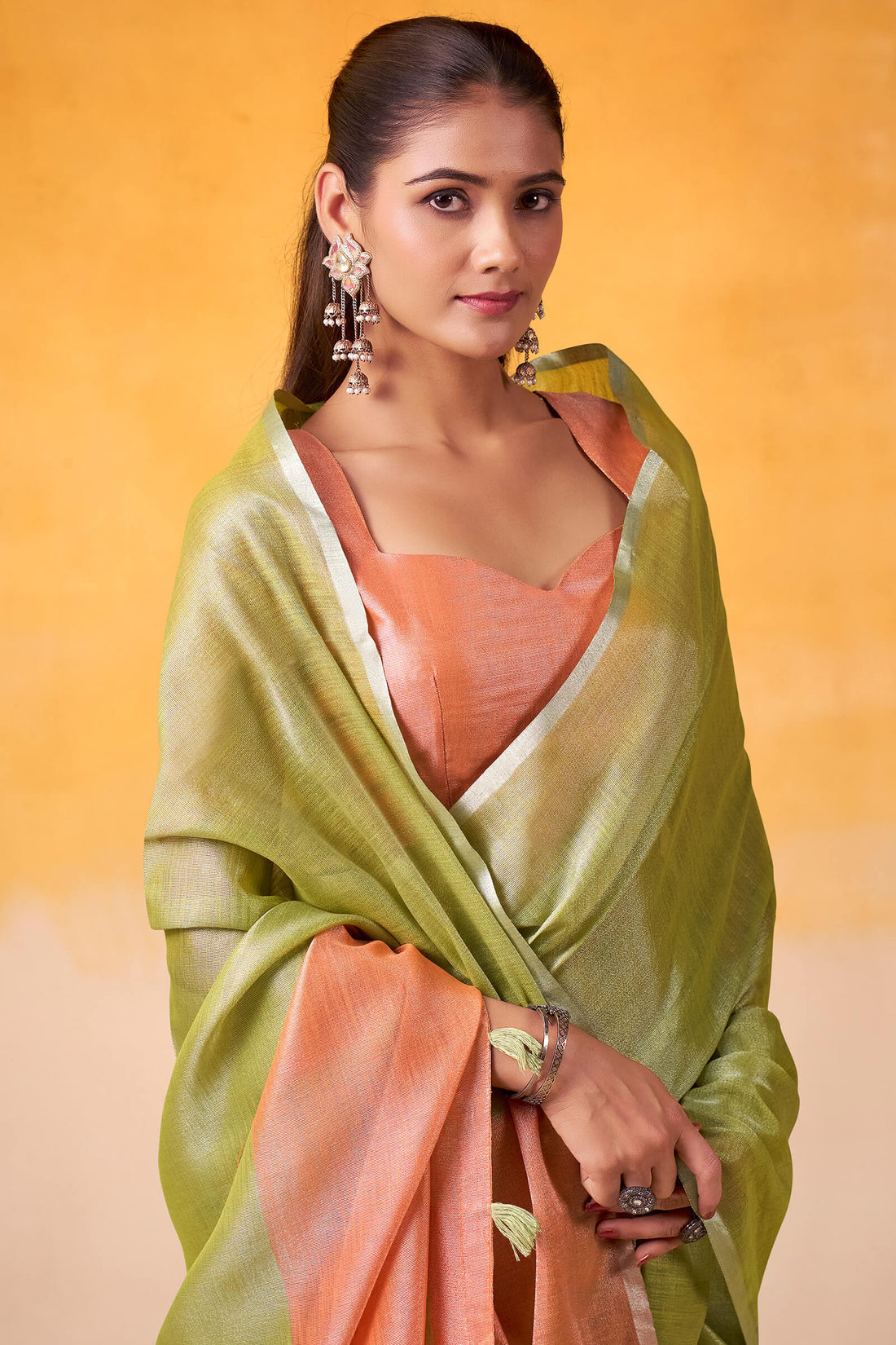 Precious Green Soft Banarasi Tissue Silk Saree With Unequalled Blouse Piece