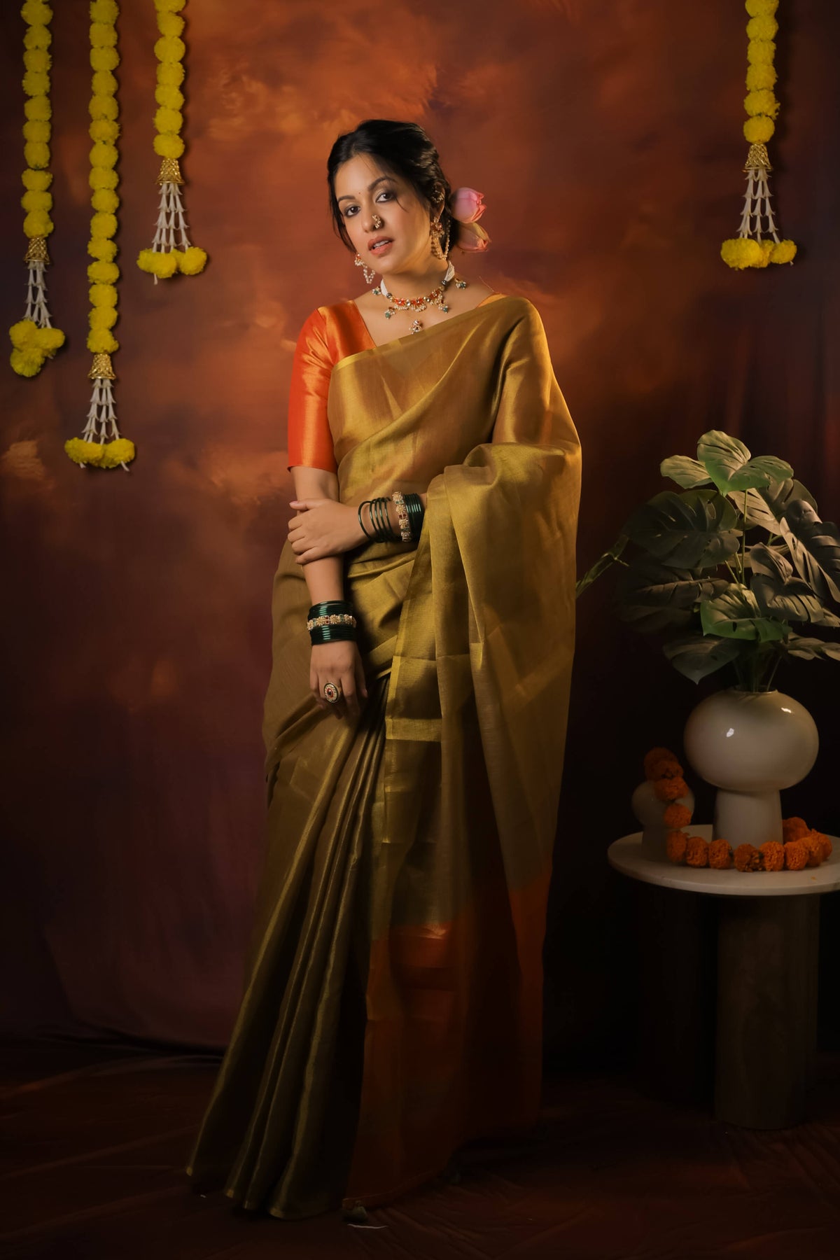 Ishita Dutta In Soft Banarasi Tissue Silk Saree
