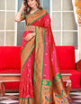 Desiring Dark Pink Paithani Silk Saree With Fancifull Blouse Piece