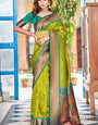 Flamboyant Mehndi Paithani Silk Saree With Fairytale Blouse Piece