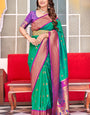 Desultory Sea Green Paithani Silk Saree With Epiphany Blouse Piece