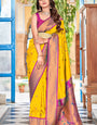 Sempiternal Yellow Paithani Silk Saree With Denouement Blouse Piece