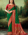 Snazzy Dark Green Paithani Silk Saree With Susurrous Blouse Piece