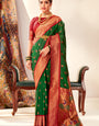 Pleasurable Dark Green Paithani Silk Saree With Snazzy Blouse Piece