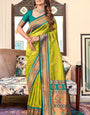 Precious Mehndi Paithani Silk Saree With Ravishing Blouse Piece