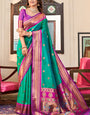 Surpassing Sea Green Paithani Silk Saree With Bewitching Blouse Piece