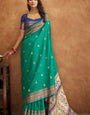 Petrichor Sea Green Soft Banarasi Silk Saree With Surreptitious Blouse