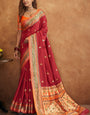 Petrichor Maroon Soft Banarasi Silk Saree With Delectable Blouse