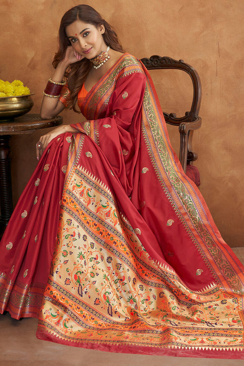 Load image into Gallery viewer, Petrichor Maroon Soft Banarasi Silk Saree With Delectable Blouse
