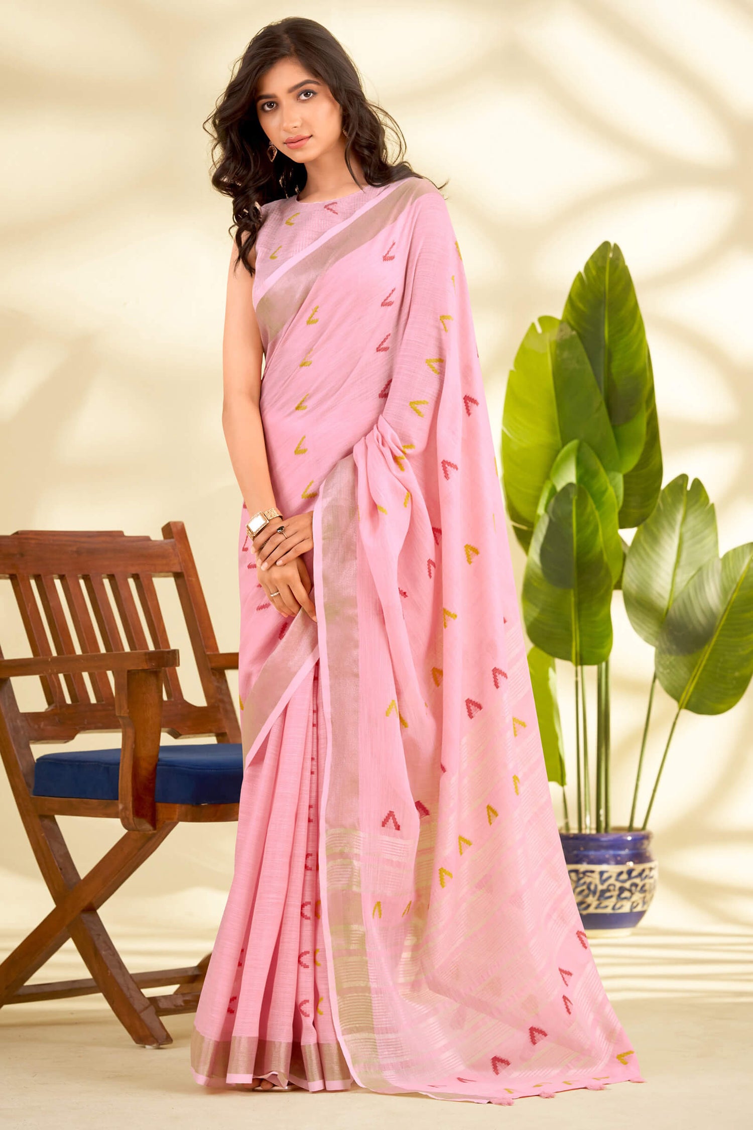 Scrumptious Pink Cotton Silk Saree With Panache Blouse Piece