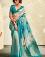 Invaluable Firozi Soft Banarasi Silk Saree With Charming Blouse Piece