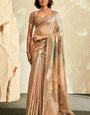 Intricate Beige Soft Banarasi Silk Saree With Majesty Blouse Piece