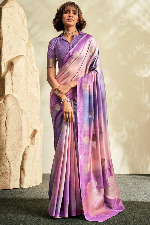 Load image into Gallery viewer, Brood Lavender Soft Banarasi Silk Saree With Chatoyant Blouse Piece
