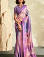 Brood Lavender Soft Banarasi Silk Saree With Chatoyant Blouse Piece