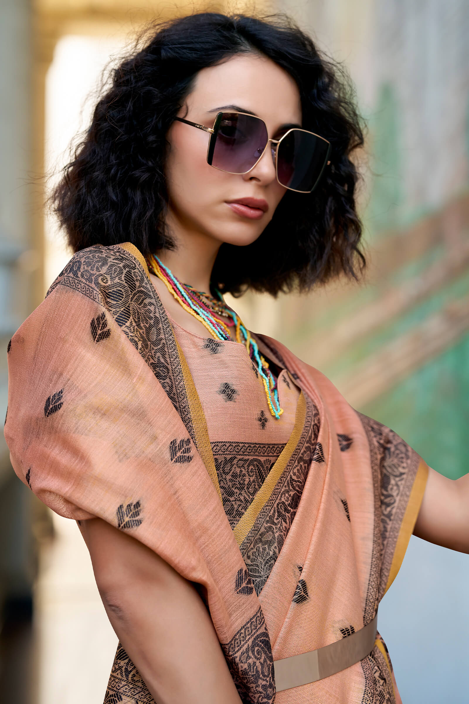 Flattering Peach Cotton Silk Saree With Vivacious Blouse Piece