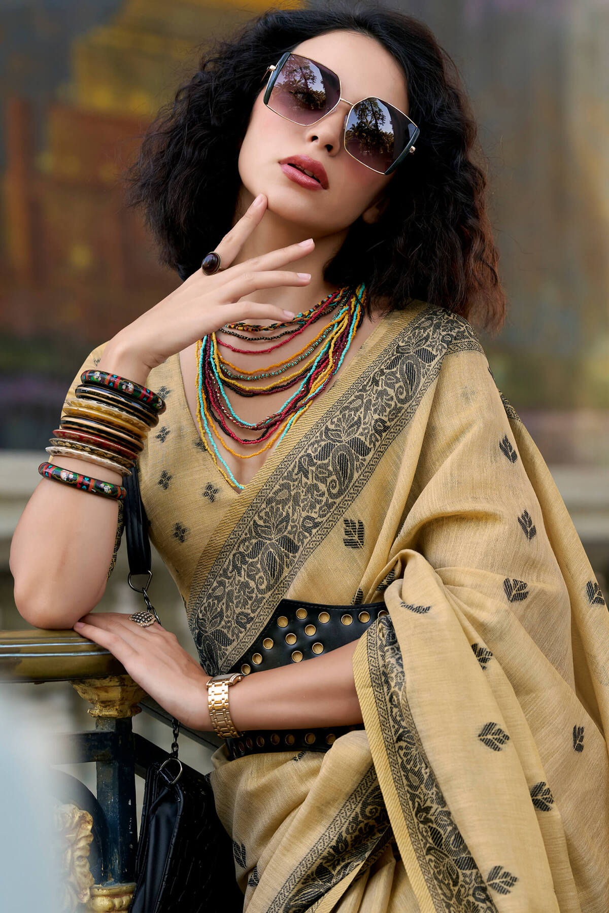 Fancifull Light Brown Cotton Silk Saree With Lissome Blouse Piece