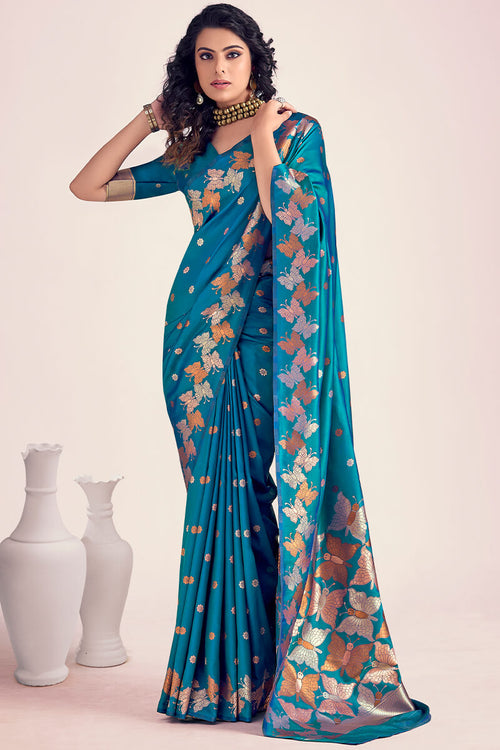 Load image into Gallery viewer, Trendy Blue Soft Banarasi Silk Saree With Flattering Blouse Piece
