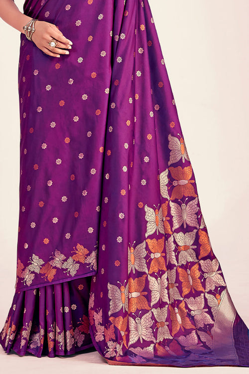 Load image into Gallery viewer, Pretty Purple Soft Banarasi Silk Saree With Amazing Blouse Piece
