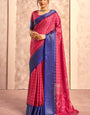 Ravishing Dark Pink Foil Printed Dola Silk Saree With Luminous Blouse Piece