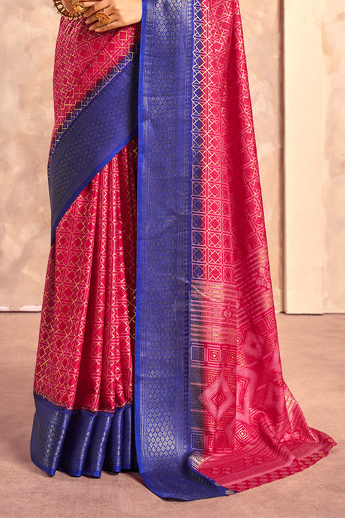 Load image into Gallery viewer, Ravishing Dark Pink Foil Printed Dola Silk Saree With Luminous Blouse Piece
