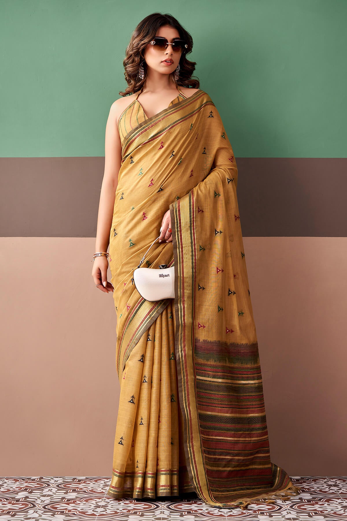 Blissful Mustard Cotton Silk Saree With Flaunt Blouse Piece