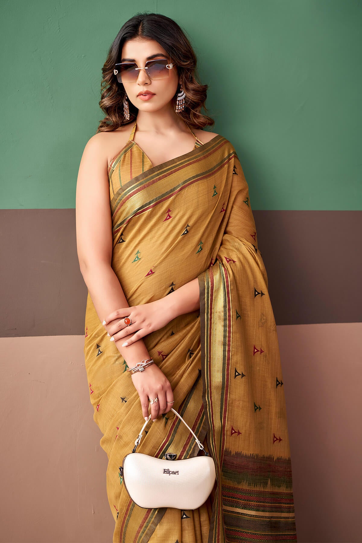 Blissful Mustard Cotton Silk Saree With Flaunt Blouse Piece