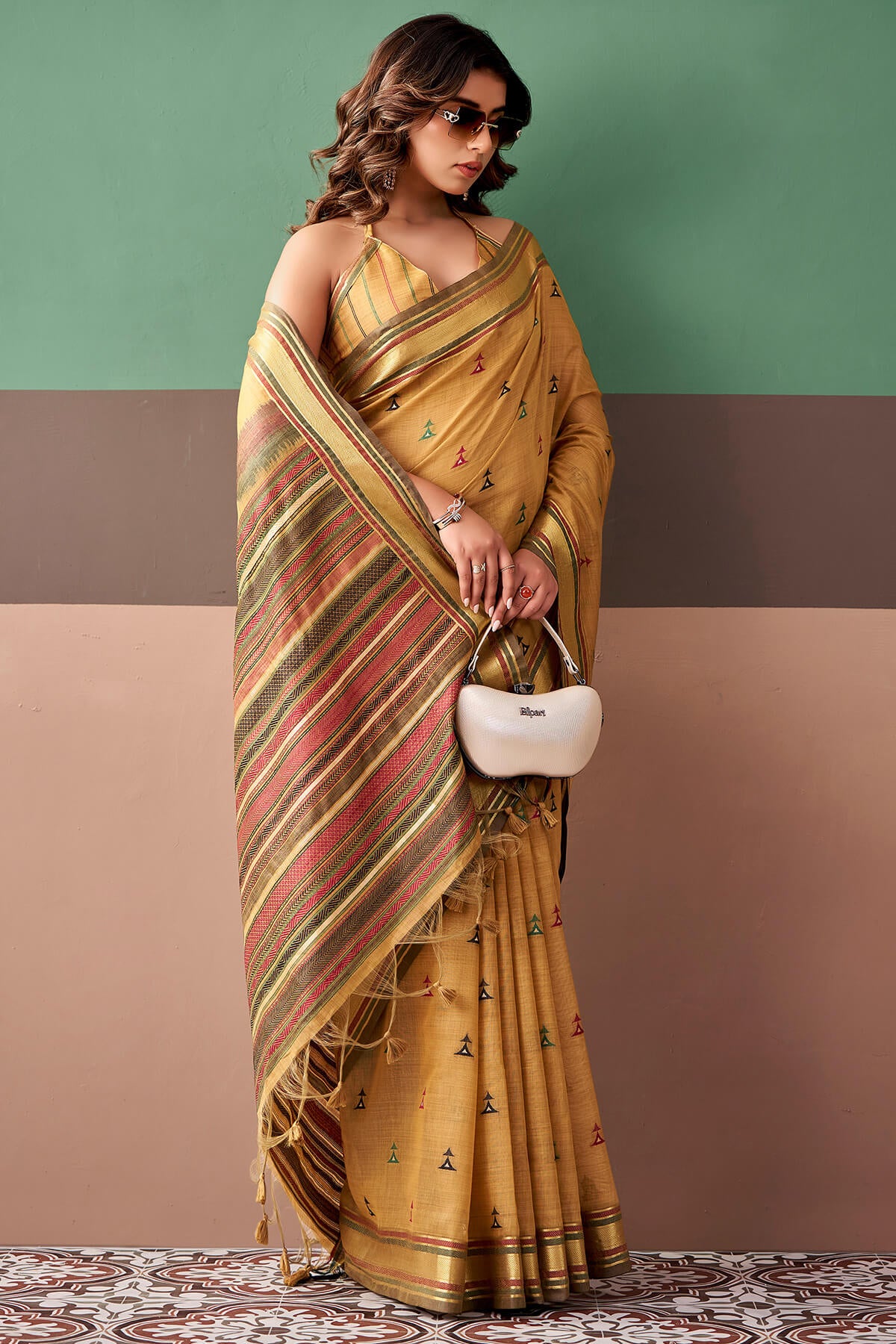 Blissful Mustard Cotton Silk Saree With Flaunt Blouse Piece