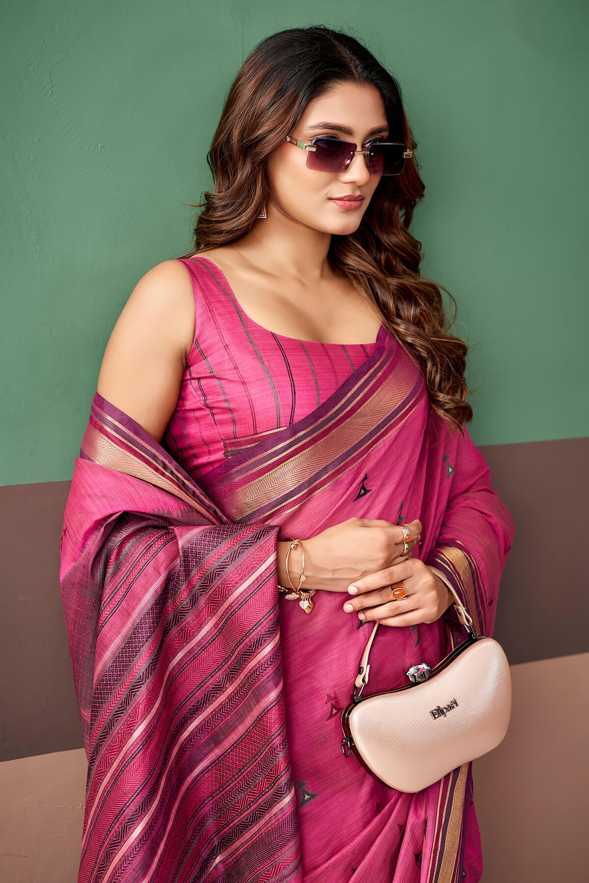Desultory Pink Cotton Silk Saree With Winsome Blouse Piece