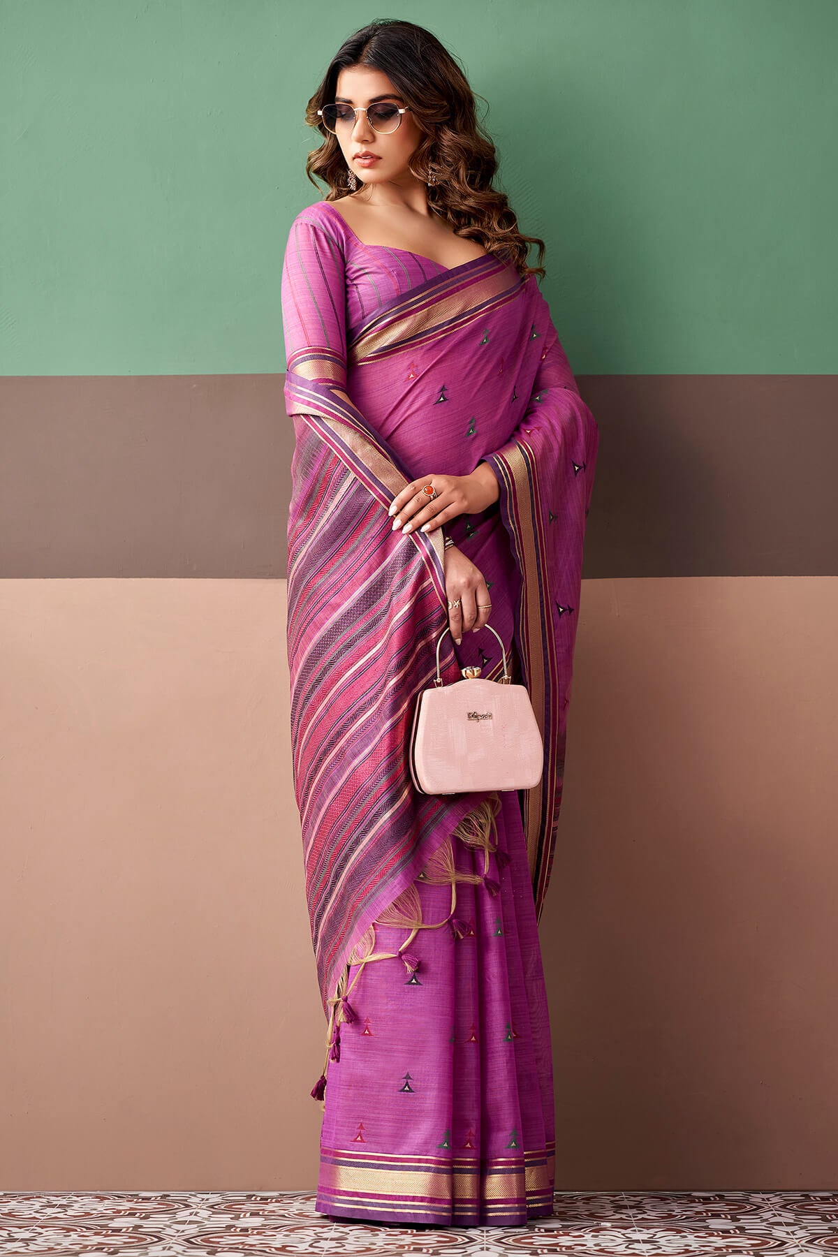 Exceptional Dark Pink Cotton Silk Saree With Designer Blouse Piece